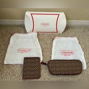 New Coach Y2K Signature F60156 Soft Canvas Eyeglass Case & F60163 ID Travel Pic